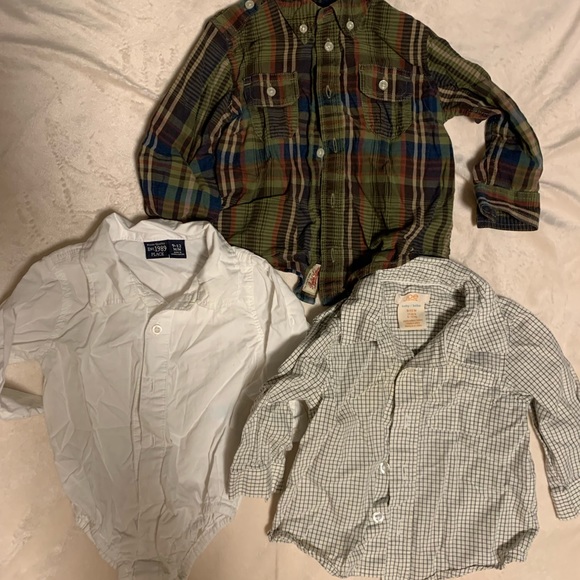 3 dress shirts , 1 is a onesies style one - Picture 1 of 1
